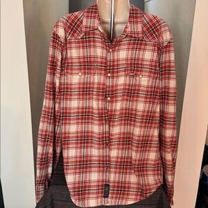 Lucky Men’s soft plaid flannel Western-style  pearl-snap M